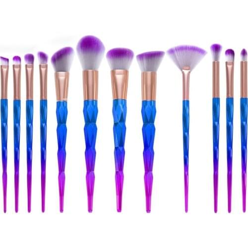 12Pcs Professional Unicorn Diamond Makeup Brushes Beauty Cosmetic Eyeshadow Lip Powder Face Pinceis Tools Kabuki Brush Kits