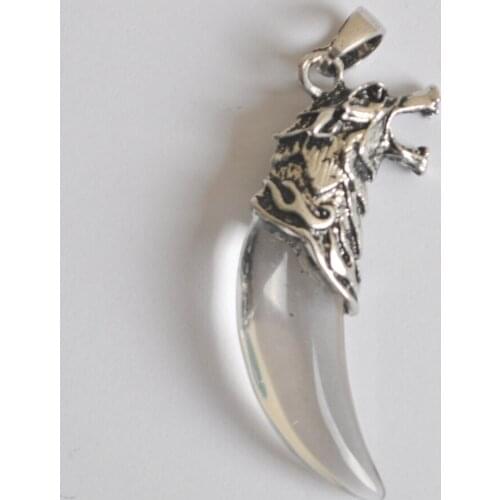 Clear Crystal Stone Teeth Pendant Dragon Fashion Jewelry For Woman Gift S3063