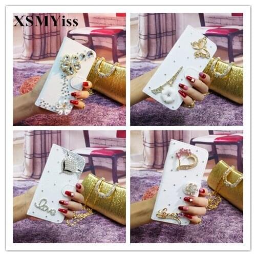 XSMYiss Bling Rhinestone Diamond Crystal Luxury Flip PU Leather Wallet Case for Samsung S6 S7 S8 S9 S10 PLUS S10 Lite Note5 8 9