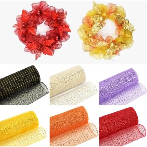 260mm 10 Yard Mesh Ribbon Christmas Holiday Decoration Ribbons Weddings Decor Gifts Package Bows Ornament Xmas Trees Decorative
