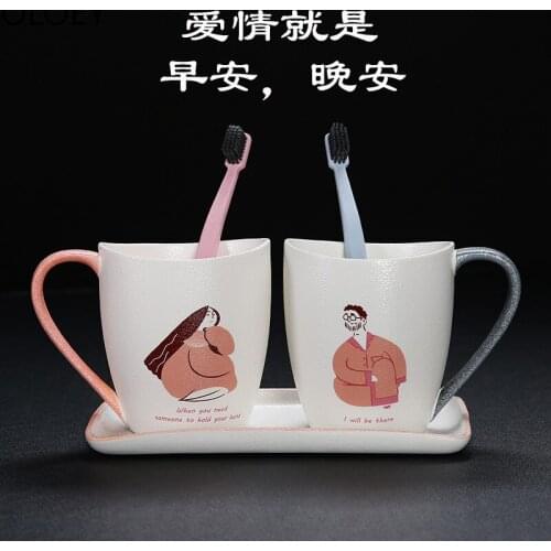 Nordic Cute Cups and Mugs Friends Coffee Mugs Creative Japanese Ceramic Love Coffee Mug Couple Big Coffee Mug Reusable Enamel