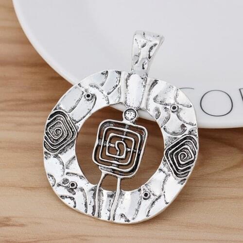 2 Pieces Large Tribal Boho Spiral Swirl Charms Pendants for Necklace Jewellery Making Findings 71x56mm