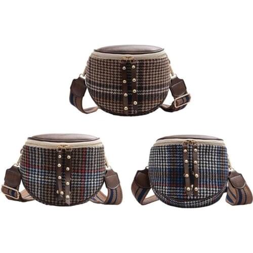 Fashion Woolen Messenger Bag Women Semicircle Wide Shoulder Bags Zip Bolsa Feminina 2020 New Bags For Women