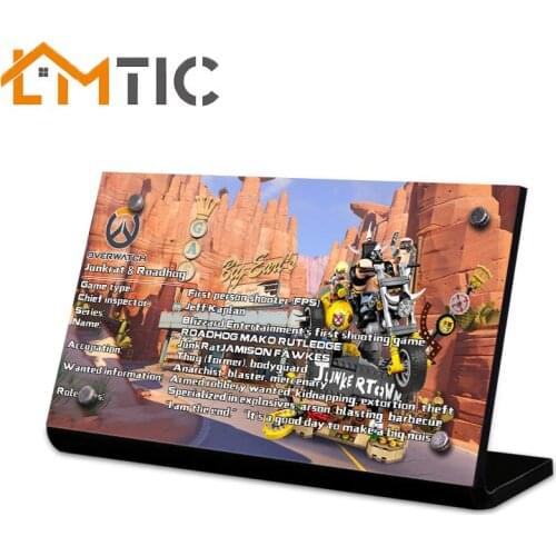 Acrylic display nameplate for the popular game OW Junkrat & Roadhog toy building block toy model 75977