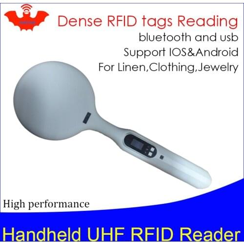 UHF RFID handheld reader dense tags reading portable encoder bluetooth linen clothing jewelry inventory scanner writer copier