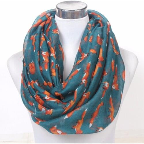 Visual Axles 2020 Fashion Fox Infinity Scarf Snood Animal Printing Soft Viscose Loop Scarves For Women/Ladies