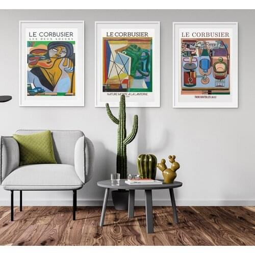 Le Corbusier Exhibition Poster Abstract Artwork Museum Print Mid Century Wall Art Canvas Painting Picture for Office Home Decor
