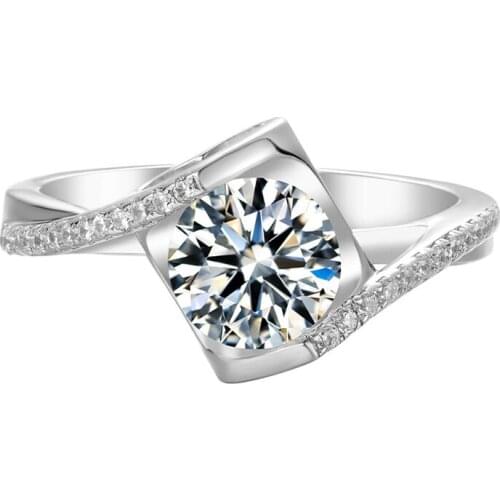 Luxury 100% 925 Sterling Silver Created Real 1 Carat D Color Moissanite Heart Wedding Rings For Women Party Fine Jewelry Gift