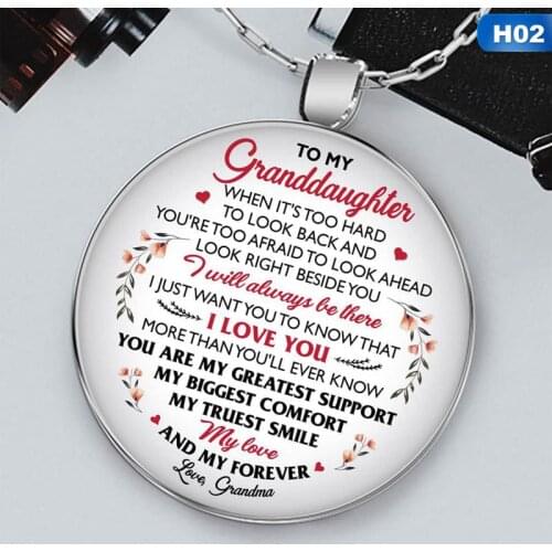 Pendant Necklace Womens Unisex Classic Personality To My Granddaughter Love Grandma Letter Necklace Accessories Gifts 2021