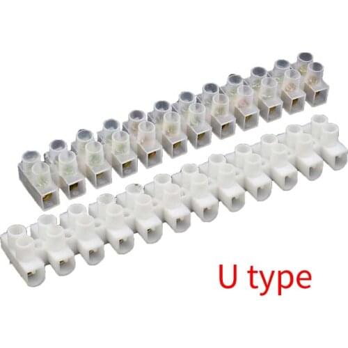 1PCS U Type 12 Position Plastic Barrier Terminal Strip Block 3A Barrier Screw Block Connection Strips for Electricl Wiring