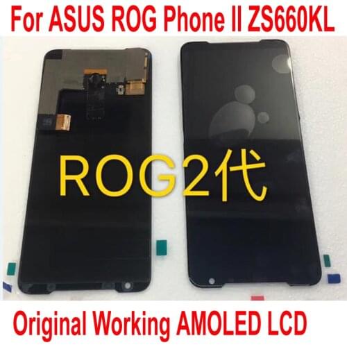 100% Original AMOLED LCD Display Touch Screen Panel Digitizer Assembly Sensor For 6.59" ASUS ROG Phone 2 Phone2 Phone Ⅱ ZS660KL