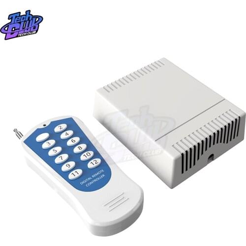 DC 12V 12 Channel RF Wireless Remote Control Switch Transmitter + Receiver Relay Module 315MHz 800M Momentary/Toggle/Latch