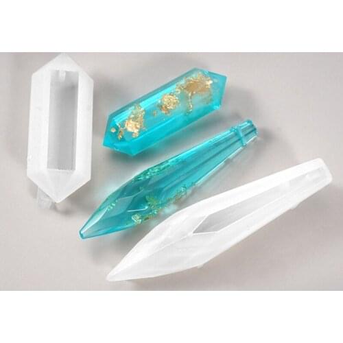 18Pcs Resin Pendulum Molds Silicone Quartz Crystal Molds with 20cs Metal Bead Epoxy UV Resin Molds Jewelry Tools