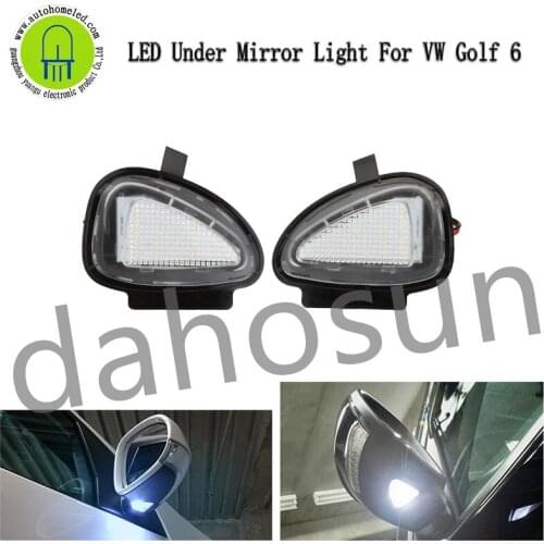 2Pcs Dahosun Error Free White LED Under Side Mirror Puddle Light for VW Golf 6 GTI Passat B7 Touran Rearview Mirror Lamp