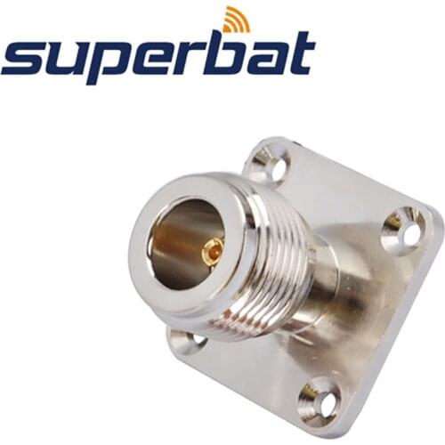 Superbat 2pcs N Jack 4 Hole Panel Mount Straight with Solder Post Terminal 25*25mm