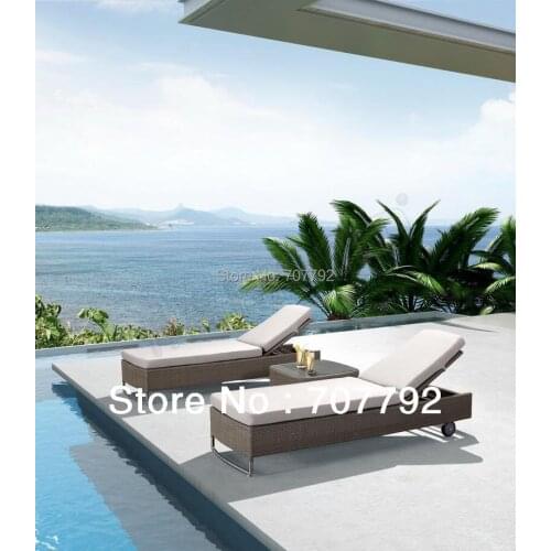 2014 Rattan outdoor furniture double people sunbed modern chaise lounge