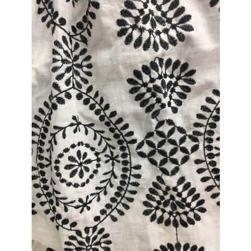 GLace 1Y/Lot black red embroidery flower patchwork cotton fabric for dress women cloth accessories curtain decoration S0189