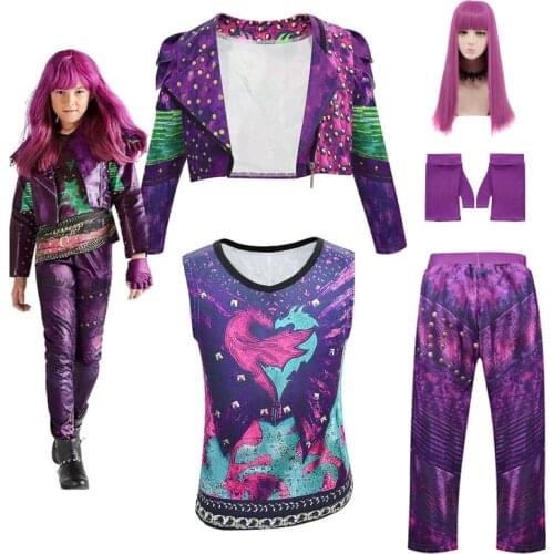 2020 Halloween Costumes Anilnc Descendants 3 Jacket Evie Wig Child Role Playing Pants Children Halloween Costume Set for Kids
