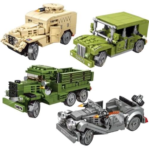 2021 World War 2 WW2 Army Military Soldier City Police SWAT Fennek Armor Vehicle Tank Building Blocks Bricks Kids Toys