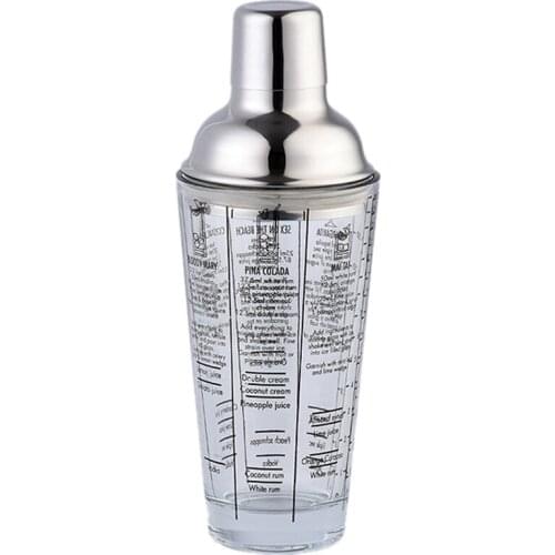 400Ml Bottle Mix Main Glass Transparent Scale Cocktail Shaker 304 Stainless Steel Rod and Glass Vibrator Bar Tool