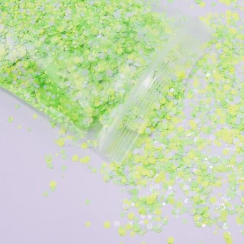 50g/Bag Matte Neon Mix Polyester Chunky Glitter Round 2MM Fluorescent Loose Circle Sequins Confetti Nail Art Neonglitter #PD068