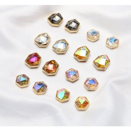 6pcs Exquisite inlaid zircon magic color crystal geometric Earrings for Women hexagon diy jewelry earrings accessories materials