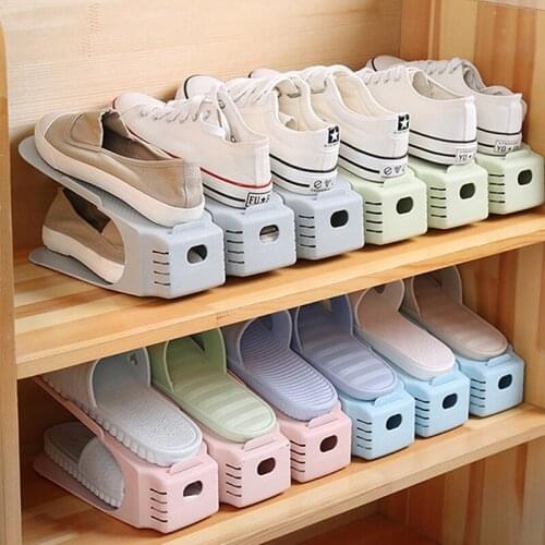 6PCS/LOT Durable Plastic Shoe Organizer Double-Wide Shoe Holder Modern Cleaning Shoes Storage Rack Thickening Stand Shelf