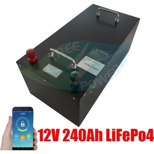12V 240Ah LiFePO4 Battery Pack Built-in BMS Lithium Power Solar Energy Batteries For RV Campers Off-Road Off-Grid Wheelchair