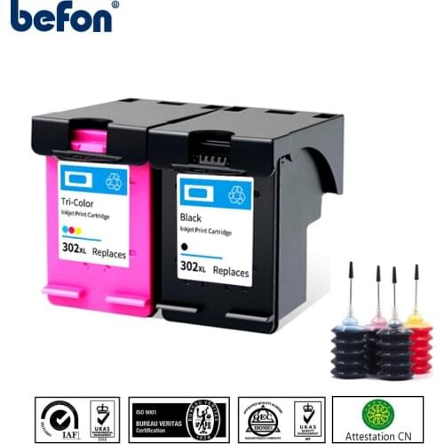 Befon Compatible HP 302 HP302 XL Ink Cartridge for Deskjet 1110 1111 1112 2130 Envy 4510 4511 4512 Officejet 3830 3831 5255
