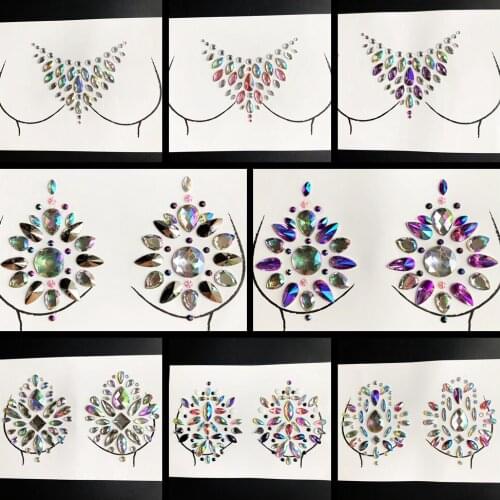 Nipple Shiny Crystal Paste For Woman Night Party Flash Chest Tattoo Sticker Jewels Accessories Gem Styling Tool Glitter Body Art