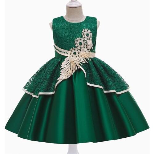 Princess Tutu Dress Kids Crochet Satin Flower Dresses Ball Gown Ribbon Bow Children Party Costume Dresses