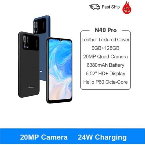 DOOGEE N40 Pro Smartphone Global Version 6GB+128GB 6.5 inch 20MP Quad Camera Helio P60 Octa Core Cellphone 6380mAh 24W Charging