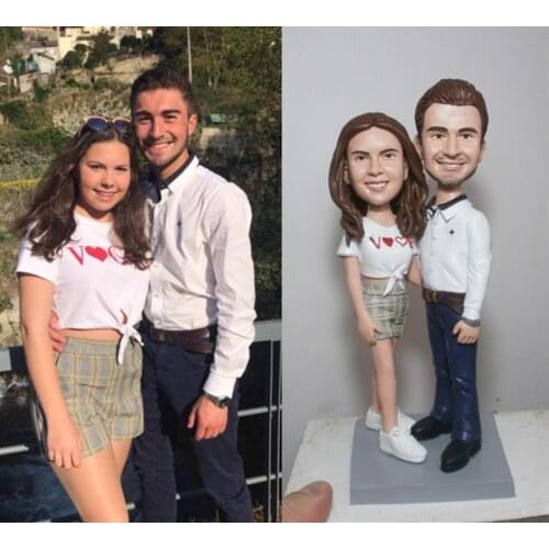 18cm Double Figures Custom Handmade Human Dolls Soft Clay Lover Couple Puppets Figurines DIY Outfit Action Dolls