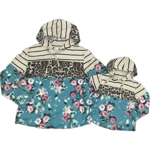 Girlymax Fall/winter Baby Girls Mommy &Me Raglans Boutique Leopard Floral Stripe Cotton Top Children Clothes Hoodie Kidswear