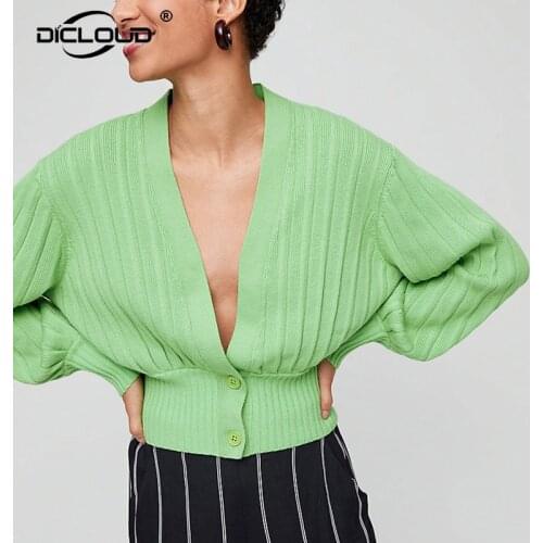 Sexy Plunge V Neck Kendall Jenner Cardigan Jacket Women 2019 Autumn Winter High Street Sweater Oversized Knitted Cardigans Coat