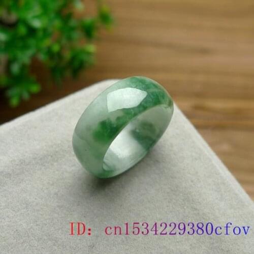 Green Jade Ring Amulet Jewelry Chinese Fashion Gemstone Jadeite Charm Carved Gifts Crafts Natural