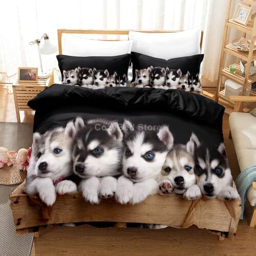Lovely Husky 3d Bedding Set Dog Bed Linen Quilt Duvet Cover Sets Home Decor Twin Single Queen King Size Fashion Modern Gift