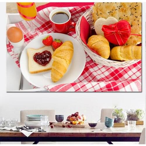 Kitchen Decor Theme Canvas Art Paintings On The Wall Canvas Pictures For Kitchen Room Decor Bread Milk Canvas Posters And Prints