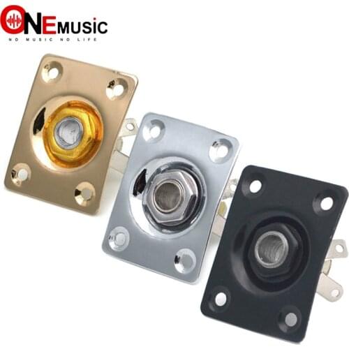 Square Style Jack Plate Guitar Bass Jack 1/4 Output Input Jack for LP SG Tele Electric Guitar Chrome Black Golden