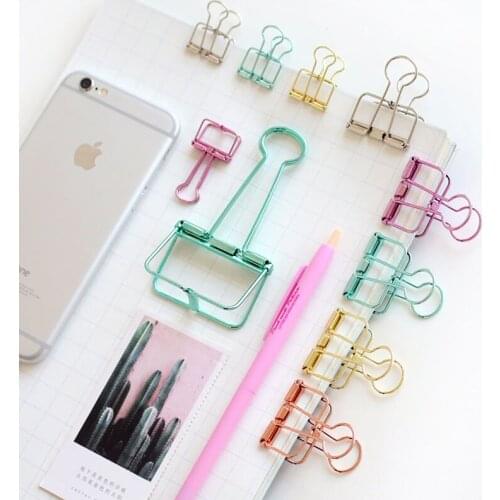 Metal Color Binder Clips Craft Photo Pegs Office Supplies Stationary Bookmarks Office Clips Size S M L