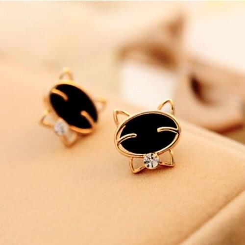 Fashion Animal Stud Earrings Cute Cat Design Earrings For Women Gold Color Stud Earrings Jewelry