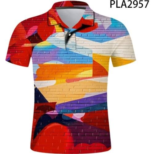 2020 New Polo Homme Summer Short Sleeve Men Shirts Streetwear 3D Printed Graffiti Fashion Hombre Camisas De Polo Cool Tops