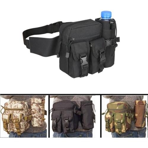 Men Waist Bag Outdoor Tactical Waist Pack Pouch with Water Bottle Holder Waterproof 800D Nylon Belt Bum Bag Waist Bag Men #ED