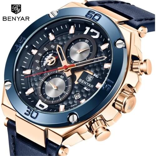 Relogio Masculino 2020 BENYAR Quartz Multifunction Sport Chronograph 30M Waterproof Top Luxury Brand Wrist Watch Clock Men Watch
