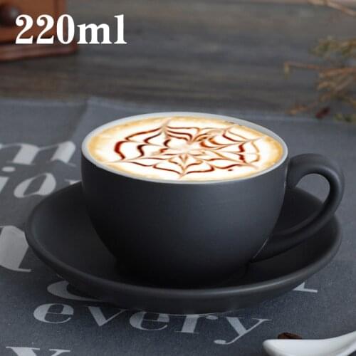 220ml reusable coffee cup set with plate and spoon porcelain coffee cup, logo printing is available as promotional gifts