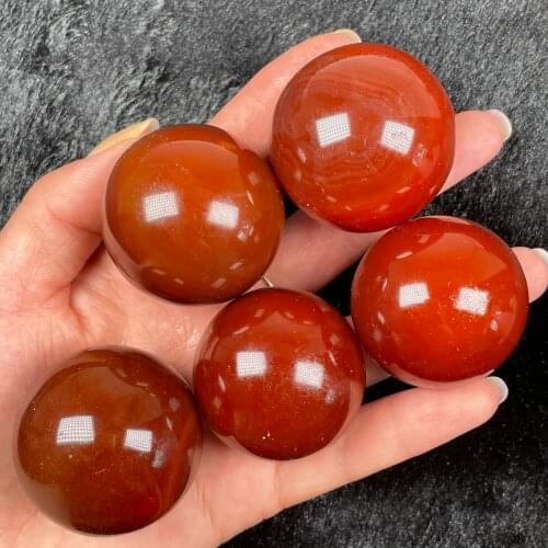 Natural Red Agate Crystal Polished Sphere Healing Gemstone Decoration