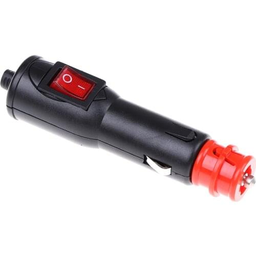 NEW 1PCS 12V-24v High Power Male Car Cigarette Lighter Socket Plug Connector With Red On/off Switch