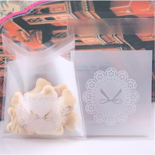 New Fashion Wholesale 50pcs/lot Lovely Cookie Plastic Zakjes with Flower Self-adhesive Christmas Biscuit Packaging