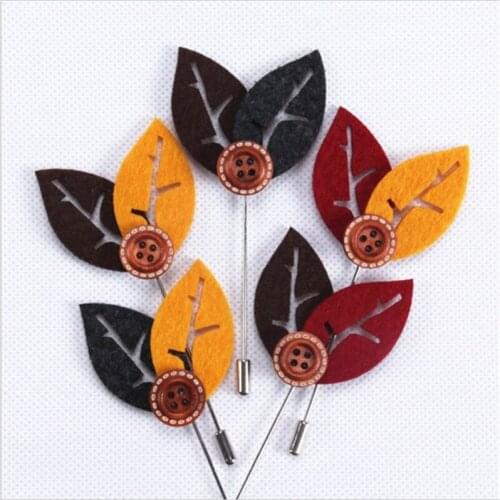 New Handmade Big Leaves Mens Suit Brooches Pins Fabric Simple Woman Brooch Pins Fashion Jewelry Trendy Accessories