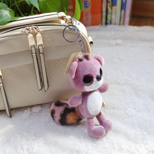 New12cm high quality plush racoon keyring stuffed fashion mobile phone accessory bag keychain pendant soft doll gift girlfriends
